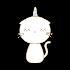 cute white cat unicorn