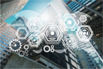 Modern buildings and illustration