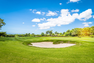 Sand Bunker  on green golf court