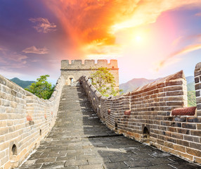 Fototapeta premium Great Wall of China at the jinshanling section,sunset natural landscape
