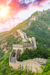 Fototapeta premium Great Wall of China at the jinshanling section,sunset natural landscape