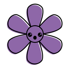 purpleflower kawaii cartoon botanical icon vector illustration