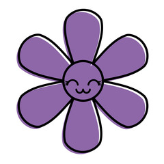 purpleflower kawaii cartoon botanical icon vector illustration