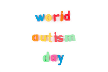 World autism day text isolated on  white background.