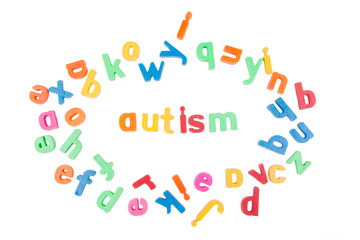 Autism text isolated on a white background.