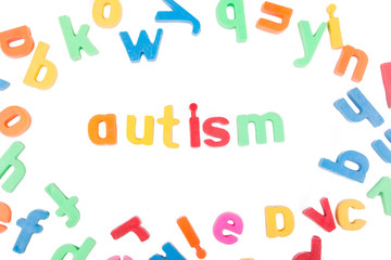 Autism text isolated on a white background.
