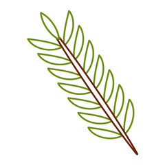 spring branch with green leaves natural vector illustration color line design