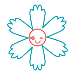 cute blue flower kawaii cartoon vector illustration