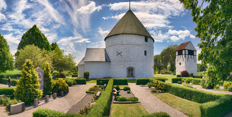 Round Church on Island of Bornholm - obrazy, fototapety, plakaty