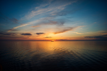Baltic Sea freighter in the Sunset