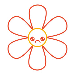 orange flower kawaii cartoon botanical icon vector illustration color line design