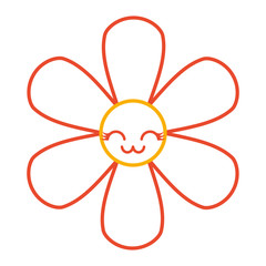 orange flower kawaii cartoon botanical icon vector illustration color line design