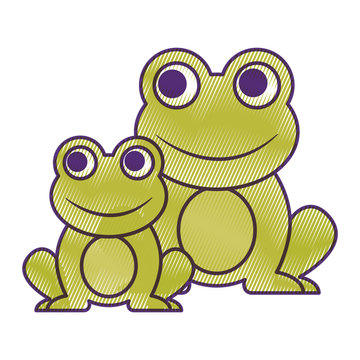 frogs cute animal sitting cartoon vector illustration drawing design