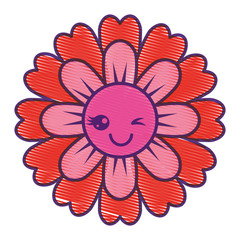 flower kawaii cartoon cute petals vector illustration drawing design