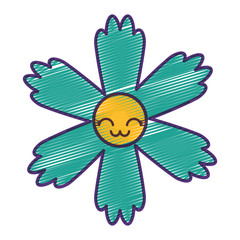 cute blue flower kawaii cartoon vector illustration drawing design