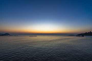 The mountains and the sea at twilight