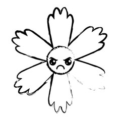 cute blue flower kawaii cartoon vector illustration sketch design