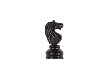 black chess horse on white background