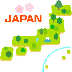 日本列島のデフォルメイラスト