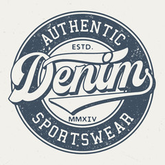Authentic Denim Sportswear - Tee Design For Print 