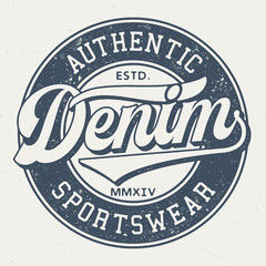 Obraz premium Authentic Denim Sportswear - Tee Design For Print 