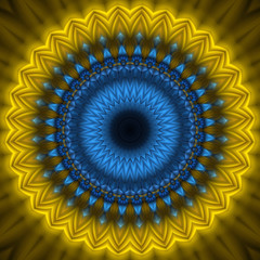 Blue and yellow Mandala Kaleidoscope
