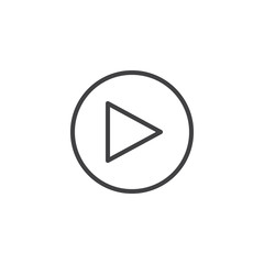 Play button line icon, outline vector sign, linear style pictogram isolated on white. Symbol, logo illustration. Editable stroke
