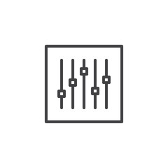 Sound mixer console line icon, outline vector sign, linear style pictogram isolated on white. Music player equalizer setting symbol, logo illustration. Editable stroke