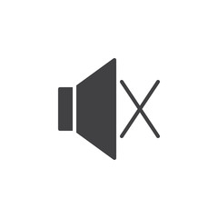 Mute speaker volume icon vector, filled flat sign, solid pictogram isolated on white. Sound off symbol, logo illustration.