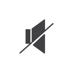Mute loudspeaker icon vector, filled flat sign, solid pictogram isolated on white. Sound off symbol, logo illustration.
