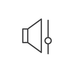 Speaker volume control line icon, outline vector sign, linear style pictogram isolated on white. Sound bar symbol, logo illustration. Editable stroke
