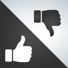 Like and dislake icons, black and white version.