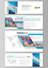 Social media and email headers set, modern banners. Business templates. Flat style vector layout in popular sizes. Bright color pattern, colorful design, shapes forming abstract beautiful background.