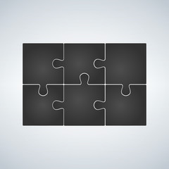 Six Grey Piece Flat Puzzle Infographic Presentation. Rectangle Business Diagram.