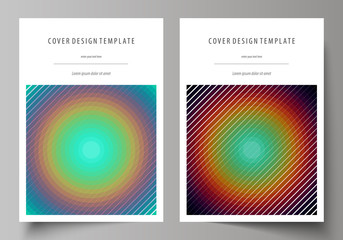 Fototapeta premium Business templates for brochure, flyer, booklet. Cover template, abstract vector layout in A4 size. Minimalistic design with circles, diagonal lines. Geometric shape, beautiful retro background