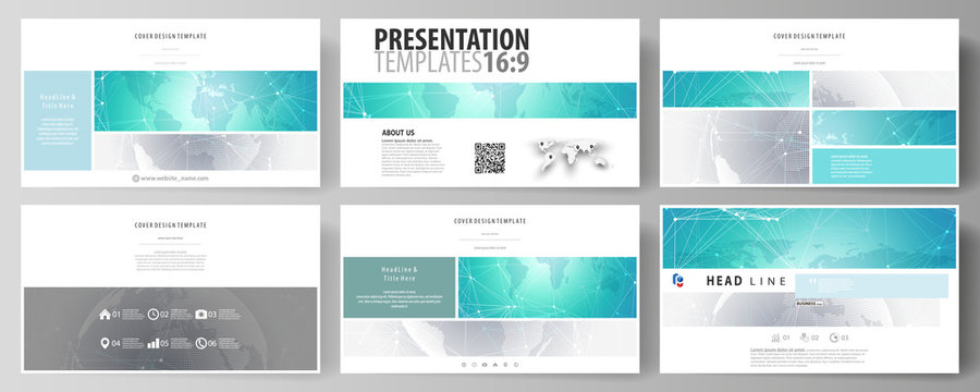 The minimalistic abstract vector illustration of editable layout of high definition presentation slides design business templates. Chemistry pattern. Molecule structure. Medical, science background.