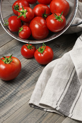 Homegrown tomatoes in colander