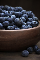 Blueberries in wood bowl
