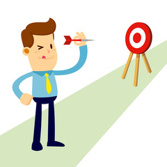 Businessman Aiming For The Target With Darts