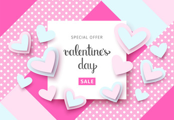 Valentine's day sale background with hearts. Vector illustration eps 10.