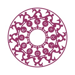 Astrological symbols in the circle. Decorative ornanet