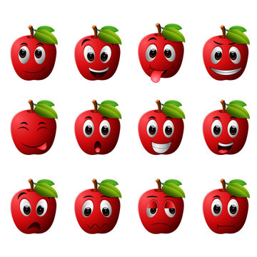 apple with different emoticons