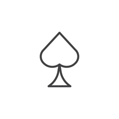 Fototapeta premium Casino spade suit line icon, outline vector sign, linear style pictogram isolated on white. Symbol, logo illustration. Editable stroke