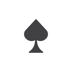 Fototapeta premium Casino spade suit icon vector, filled flat sign, solid pictogram isolated on white. Symbol, logo illustration.