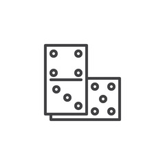 Fototapeta na wymiar Dominoes line icon, outline vector sign, linear style pictogram isolated on white. Casino and gambling symbol, logo illustration. Editable stroke