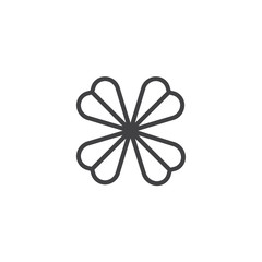 Gaming clover line icon, outline vector sign, linear style pictogram isolated on white. Symbol, logo illustration. Editable stroke