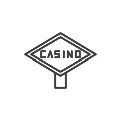 Casino billboard line icon, outline vector sign, linear style pictogram isolated on white. Symbol, logo illustration. Editable stroke