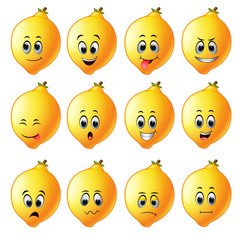 lemons with different emoticon