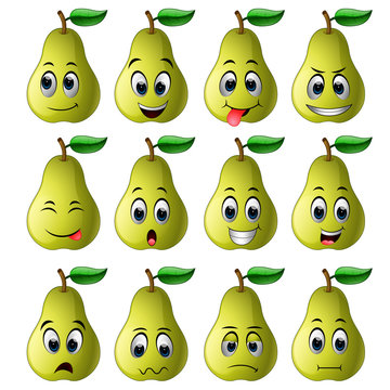 pear with different emoticons