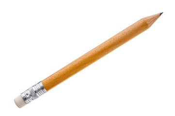 Fototapeta premium Pencil with eraser close up on white background